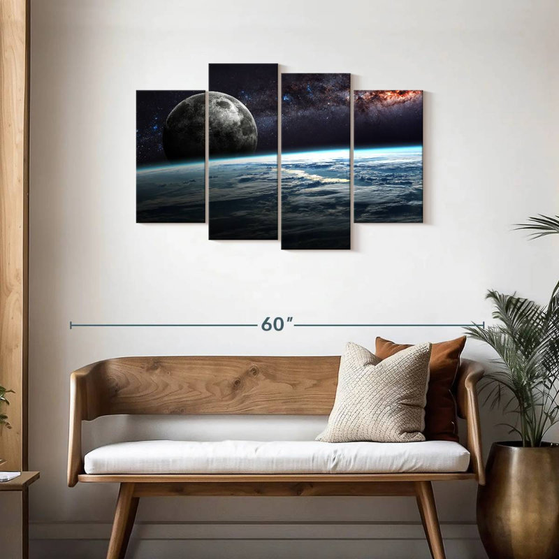 Oberle terre et lune dans l'espace, H 27 po x l 43 po