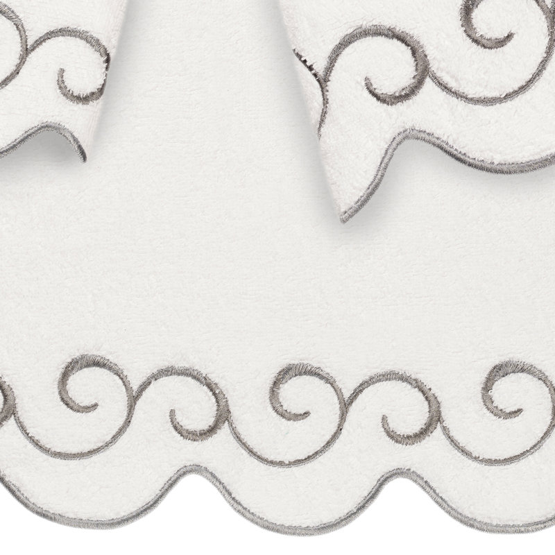  Ensemble de serviettes 100% coton 100% turc SIMPLICITY, Ensemble 3 serviettes de bain, Blanc / Gris