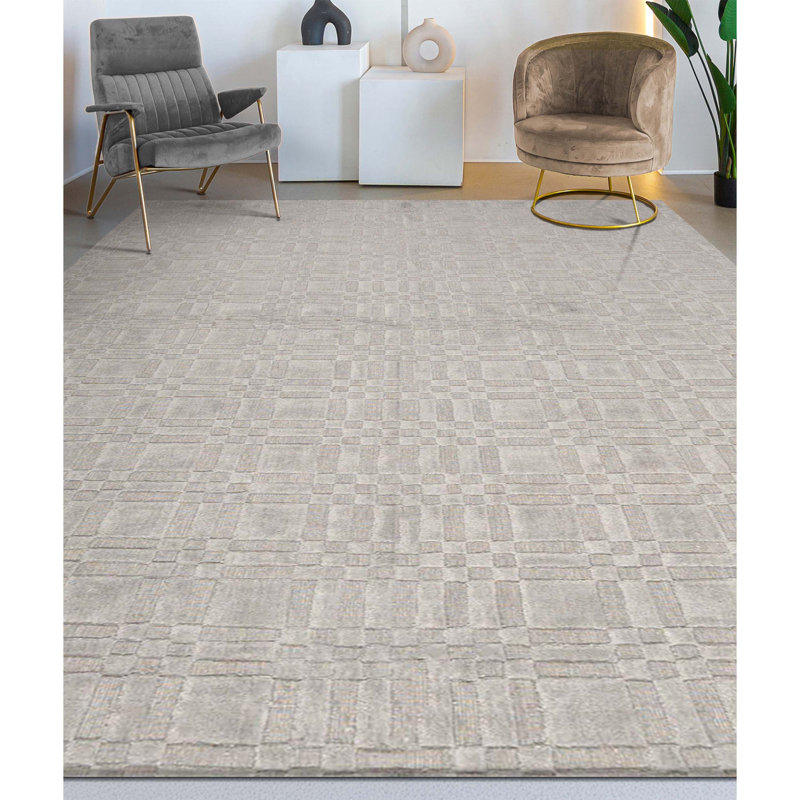 Tapis gris foncé noué à la main de haute qualité, Rectangle 5 pi 11 po x 9 pi 2 po