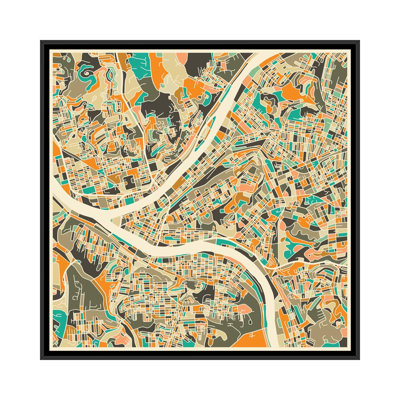 « abstract city map of pittsburgh », impression sur toile tendue