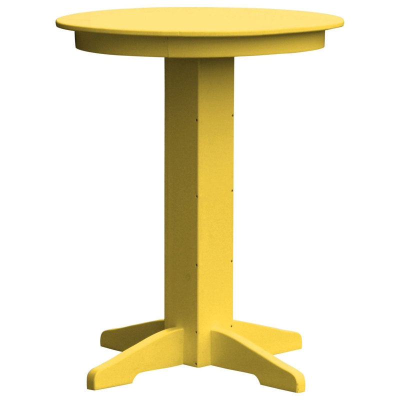  Table de bar ronde en poly composite, 33 po, jaune citron, 33 po, Jaune citron