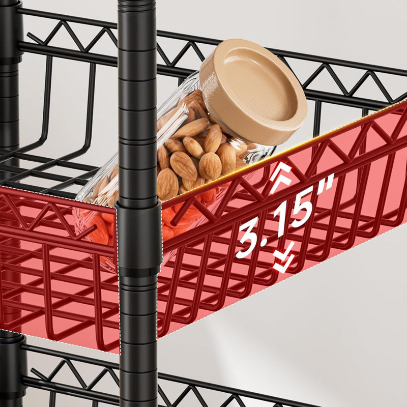 Étagère de rangement à 6 tablettes avec rangement pour salle de bain Organisateur de salle de bain Garde-manger en métal Étagère de garage