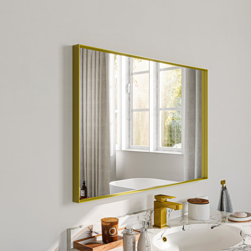 Miroir de salle de bain mural, Doré, 24 po x 36 po