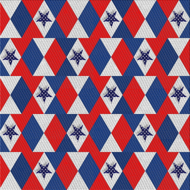 Tapis rouge/bleu tissé à la machine, Carré 4 pi