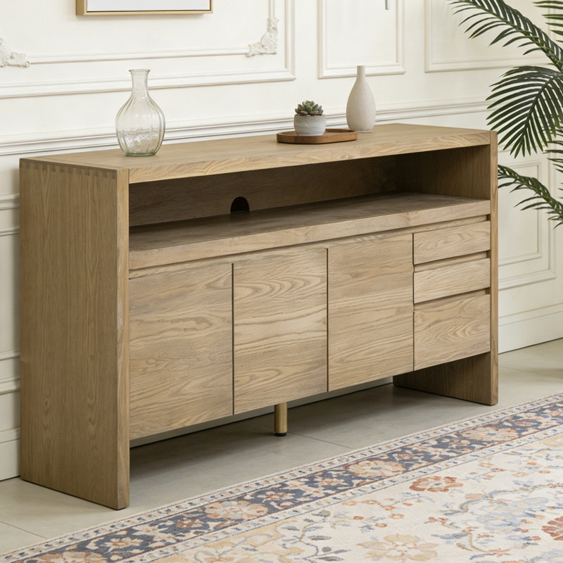 60" 3-Door Sideboard with 3 Drawers, Natural