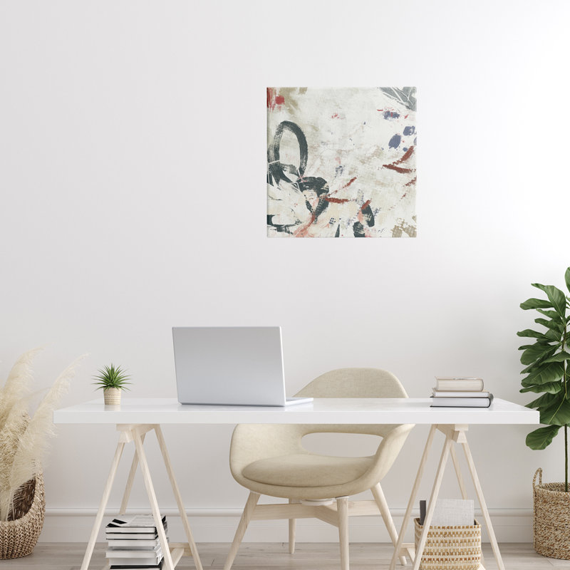 Toile abstraite neutre Washi, design par June Erica Vess, H 17 po x l 17 po