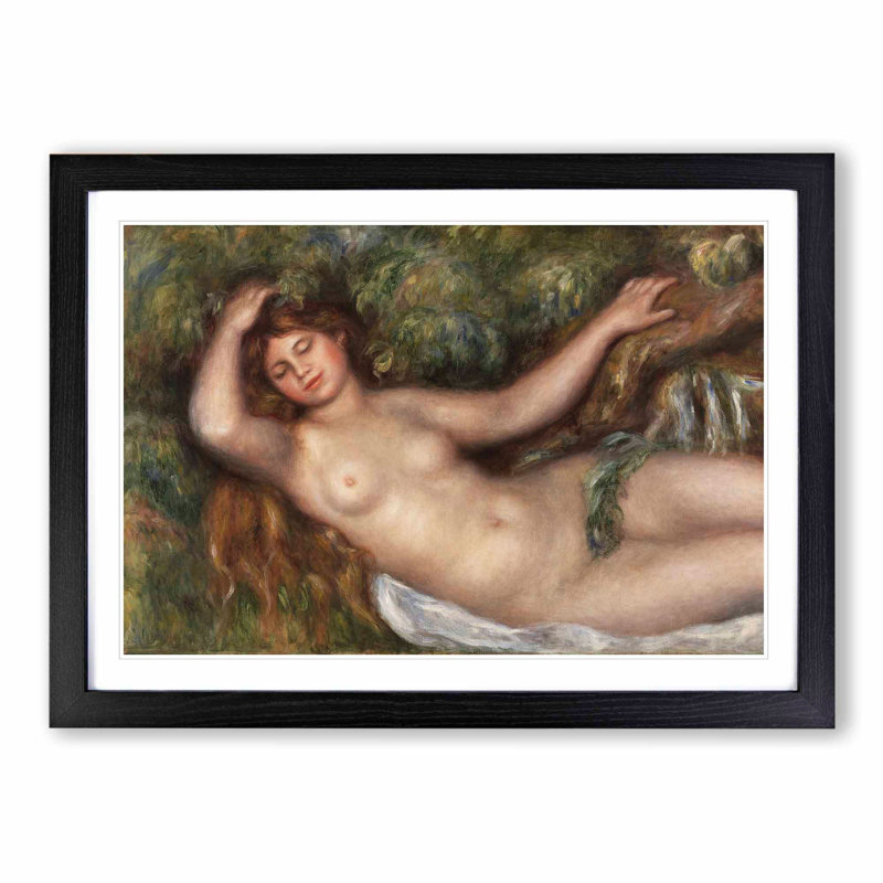 Reclining Nude by Pierre-Auguste Renoir - Picture Frame Painting, 36cm H x 48cm W x 2cm D, Black Framed