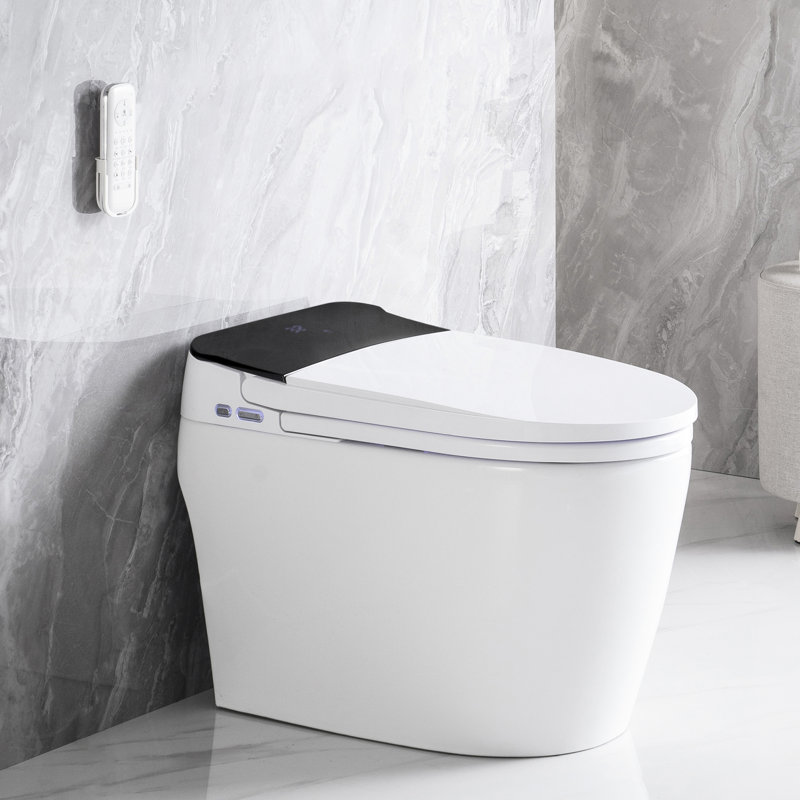 Toilette intelligente avec siège à ouverture / fermeture automatique, bidet chauffant, chasse d'eau bidet de luxe avec fonction de nuit, contrôle de la température, confort d'affichage à DEL