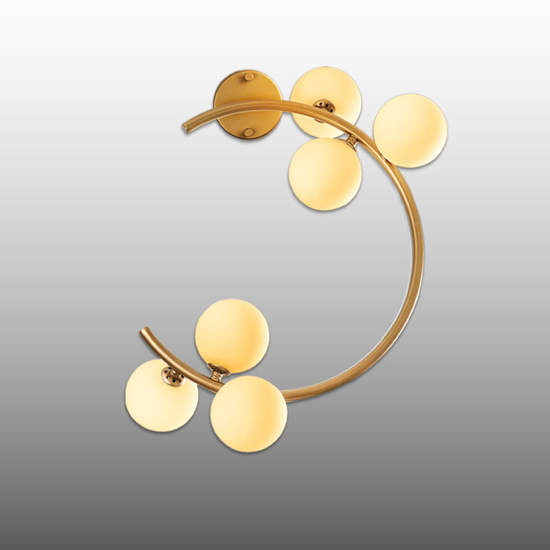 6 Lights Metal Body C Wall Sconce, Gold