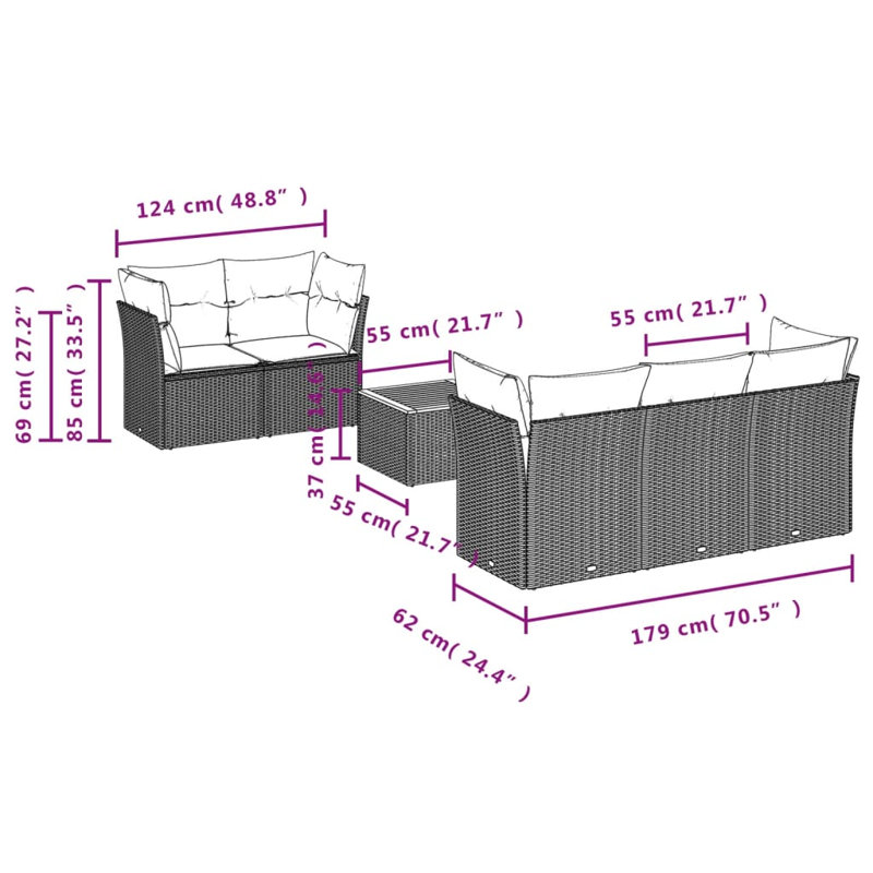 Ensemble de canapé modulaire en rotin PE 6 pièces Vidaxl, Beige