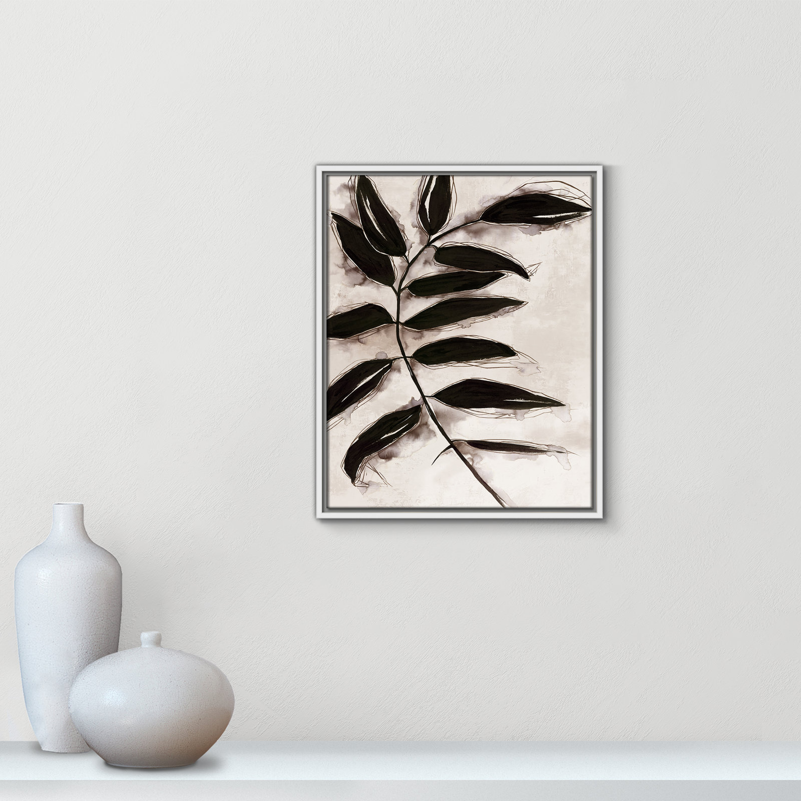 Leaves II by Eva Watts, 21.5" H x 17.5" W x 2" D, White Framed