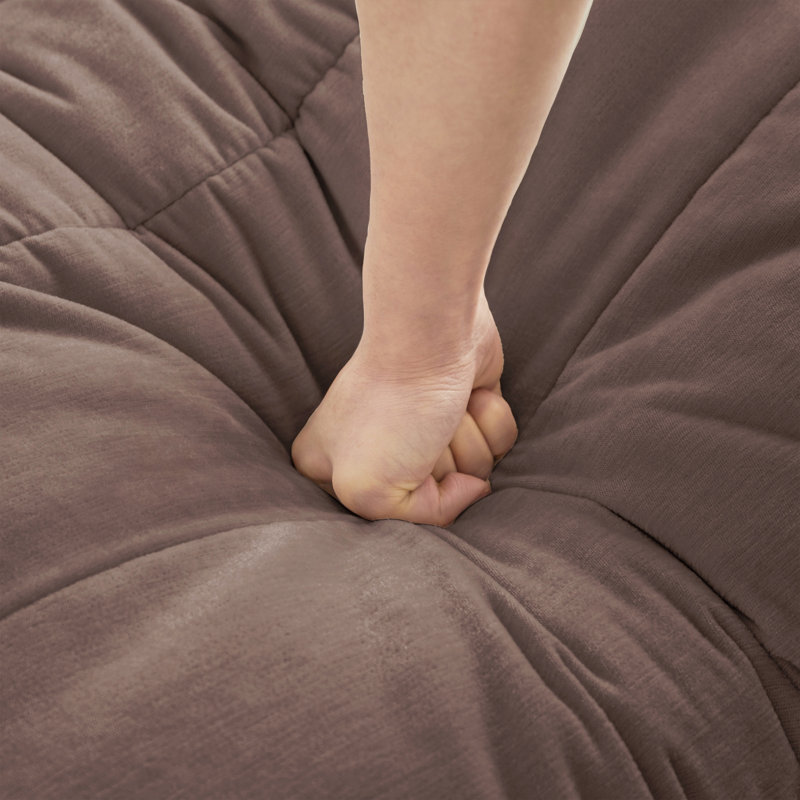 Canapé en L en chenille avec repose-pieds mobile, coussins ronds exquis et coussins de dossier matelassés pour un confort et un style ultimes