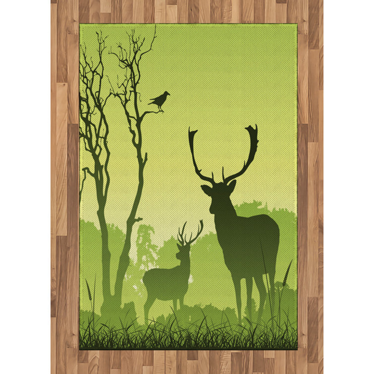 Union Rustic Zoie Animal Print Hand Woven Flatweave Green Area Rug ...