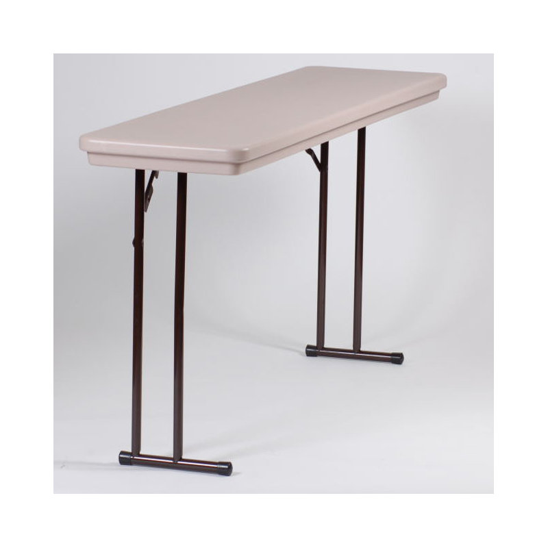 Table pliante rectangulaire en plastique, H 29 po x L 60 po x l 30 po, Granit moka avec cadre brun