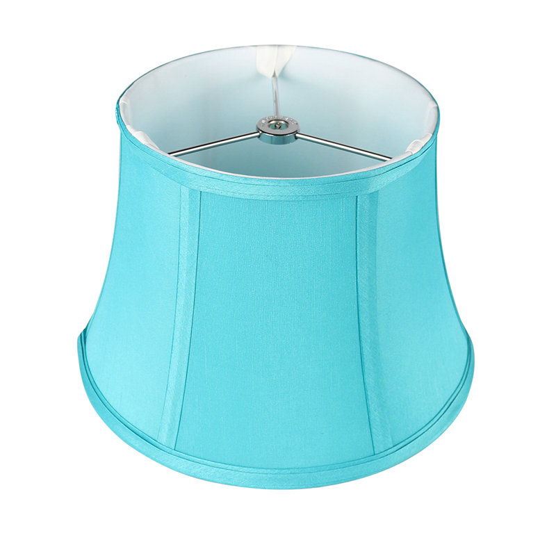 Abat-jour cloche en soie/chantoung H 7 po x l 10 po (araignée), Bleu sarcelle