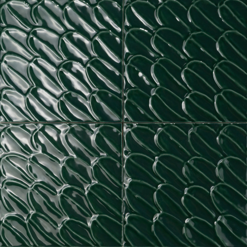 Carrelage mural en porcelaine 3D 6 "x6" Sol Struttura Piuma, Vert