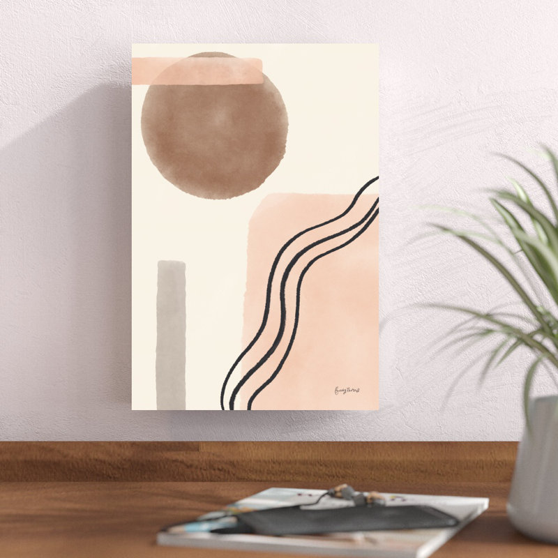 «Geo Abstract II Neutral Pink» par Becky Thorns - impression, H 12 po x l 8 po, Non, Toile tendue