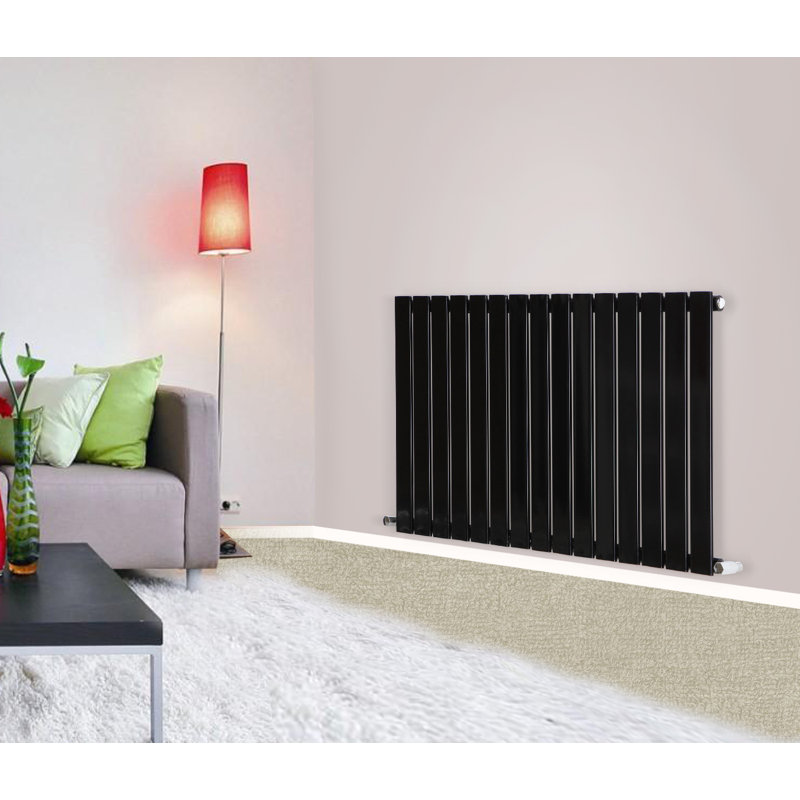 Shonta Horizontal Single Flat Panel Radiator, Normal Black, 60cm H x 115.6cm W