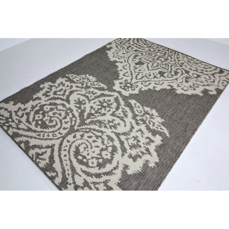 Tapis gris / ivoire Power Loom, Rectangle 7 pi 8 po x 10 pi 4 po