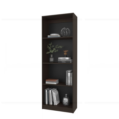 Bibliothèque plate teintée avec rangement ouvert et 4 tablettes