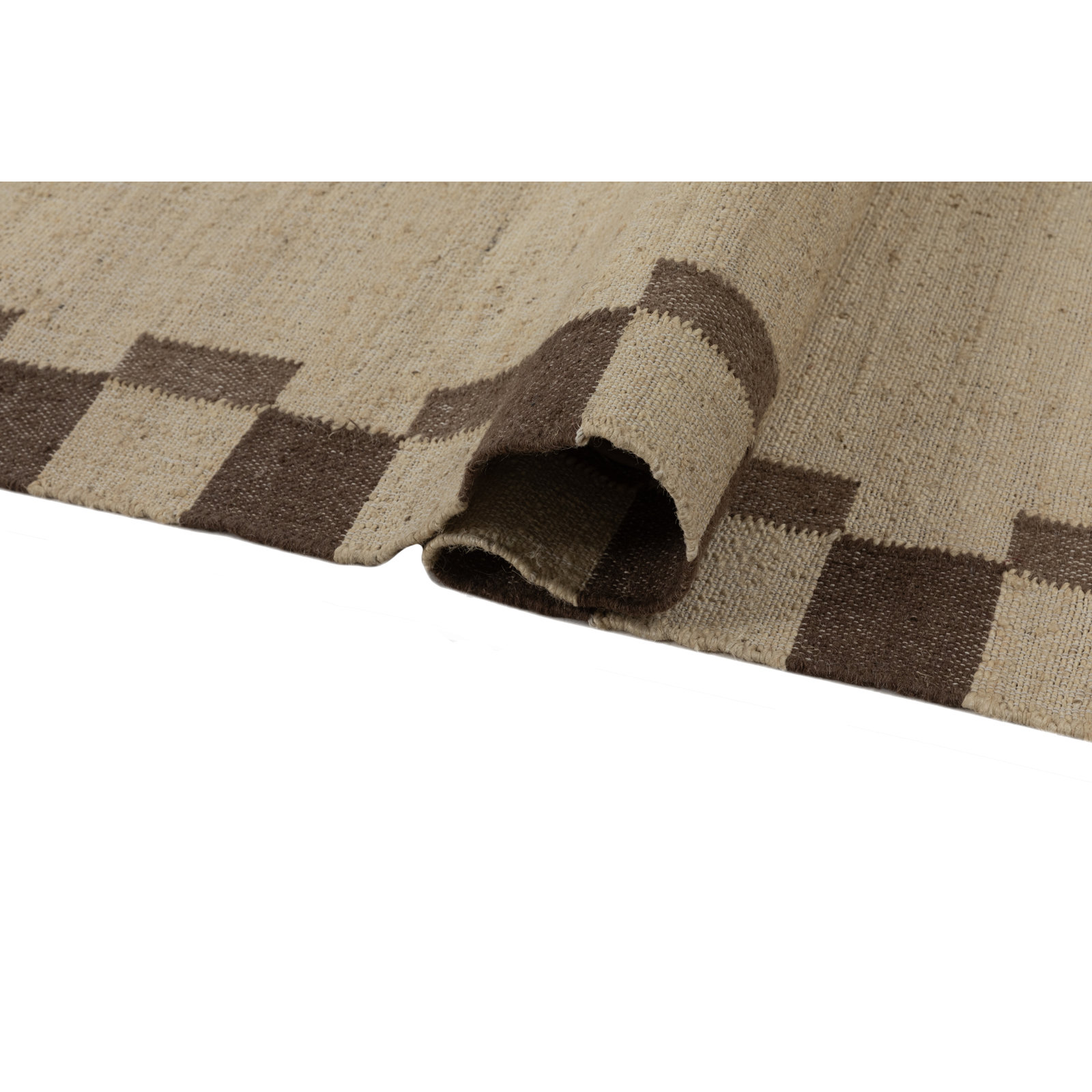 Heidi Flatweave Jute Checkered Scandinavian Rug, 2'x3', Brown