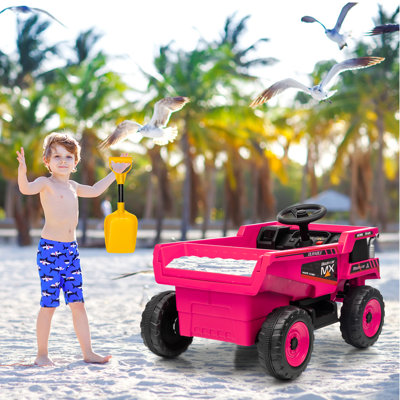 12V Kids Ride-On Dump Truck – Electric 4-Wheel Construction Vehicle with Remote Control, Auto-Lifting Dump Bed, Shovel, LED Lights, Music, Season Suspension – Toy Car for Toddlers Ages 3-8