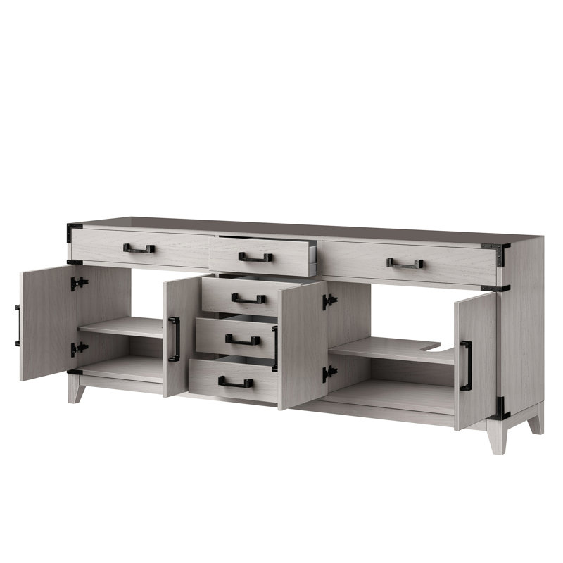 80 po W Double meuble-lavabo en chêne blanc, concept à fermeture douce, entièrement assemblé, deux armoires intérieures, quatre tiroirs et une tablette de rangement, fabrication en bois massif dans une unité construite, tablette de rangement,