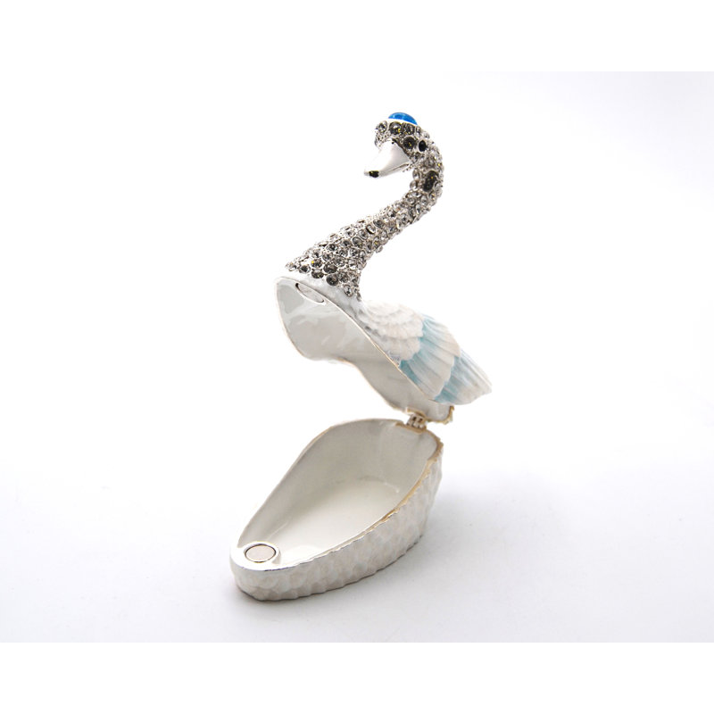 Boîte à bijoux avec gros bijoux Swan avec cristaux autrichiens