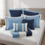 Ensemble de courtepointe 7 pièces double / grand 7 pièces avec taies décoratives européennes et coussins décoratifs, bleu marine