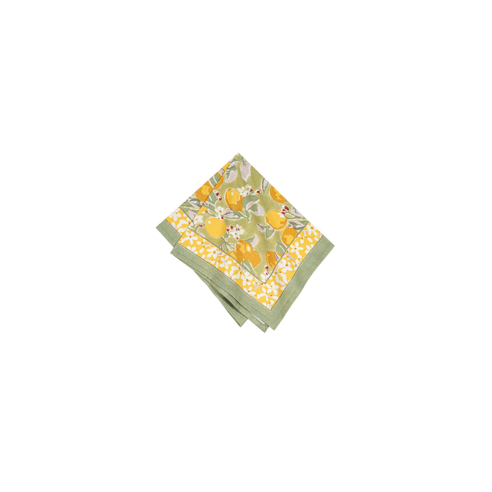 Citron Linen Floral Square Napkin, Vert/Yellow