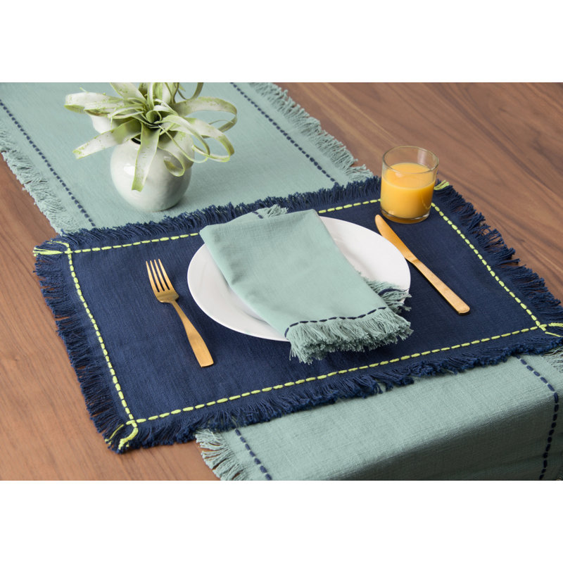 Chemin de table en coton Gwinner Cheryl, Vert