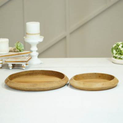 Ensemble de 2 plateaux à pochettes noires en bois de 12 po
