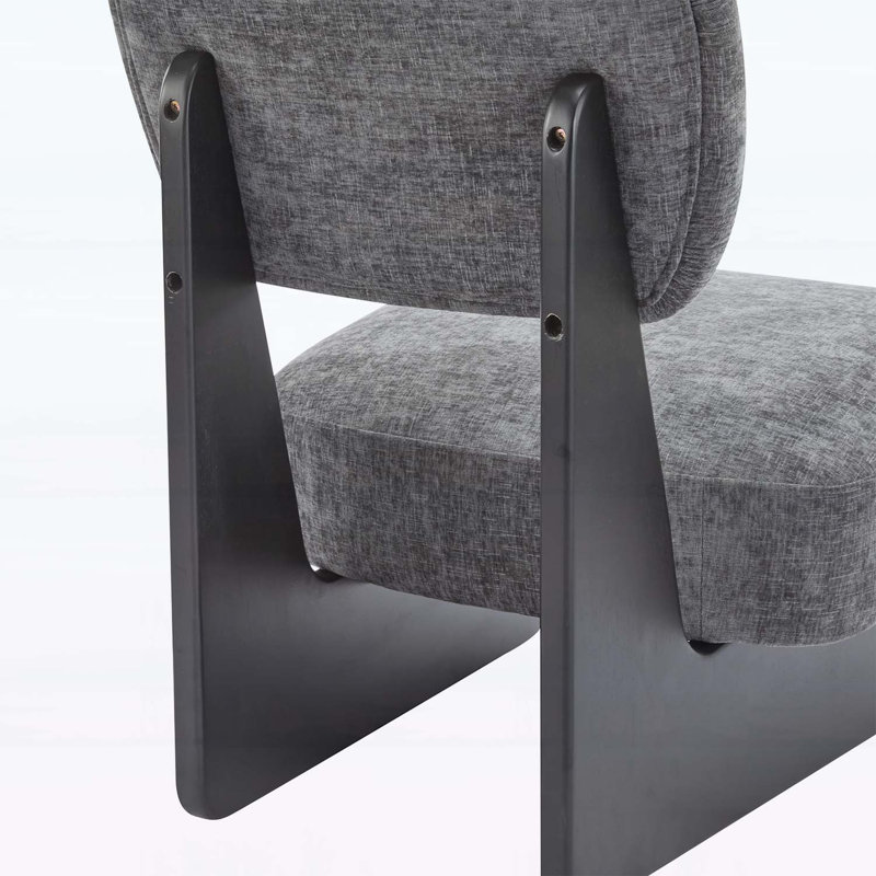 Ensemble de 2 chaises longues modernes avec base en bois robuste, Gris anthracite