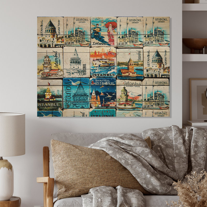 «Istanbul Monument Collage», impression sur bois sans cadre, H 8 po x l 12 po x P 1 po