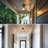 1-Light Outdoor Flush Mount Ceiling Light, Matte Black, Seeded Glass Shade, Weather Resistant