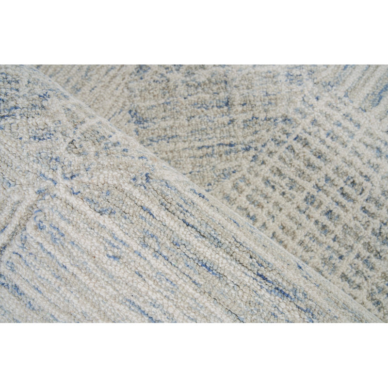 Caprice Geometric Handmade Tufted Area Rug, Light Blue/Ivory, Rectangle 8' x 10'