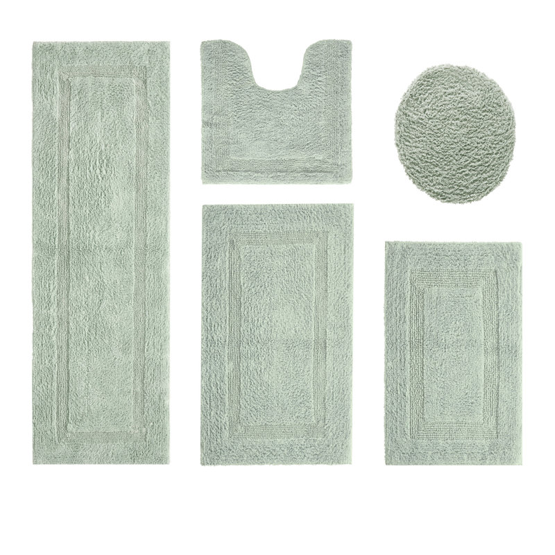 Lux Premium 2370 GSM 100% Cotton 5 Piece Bath Rug Sets, Machine Washable, Super Absorbent & Tufted Weave Reversible Bath Mat for Bathroom, Shower, and Tub, Oeko-Tex Certified Bathroom Rugs, Dark Sage