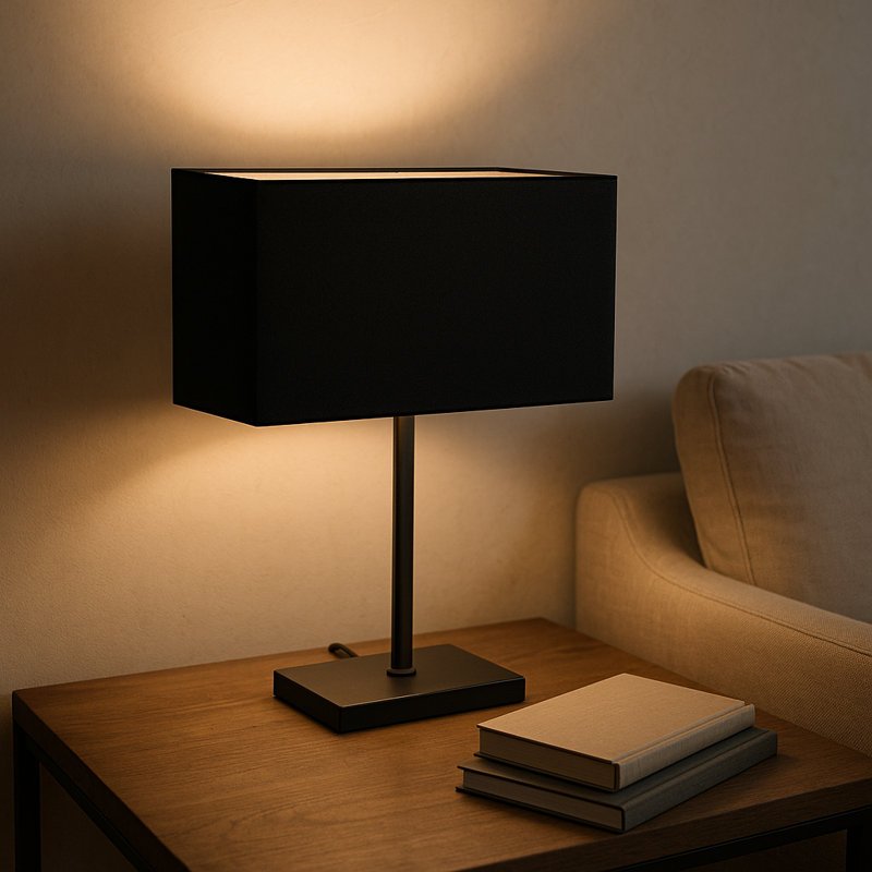 Cotton Rectangle Lamp Shade ( Screw On ), 20cm H x 30cm W x 15cm D, Black