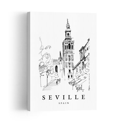 Affiche murale abstraite de la Giralda de Séville, architecture contemporaine, ville