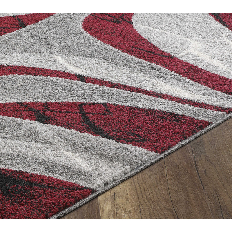 Tapis rouge / gris Evgeniy, Rectangle 2 pi x 3 pi