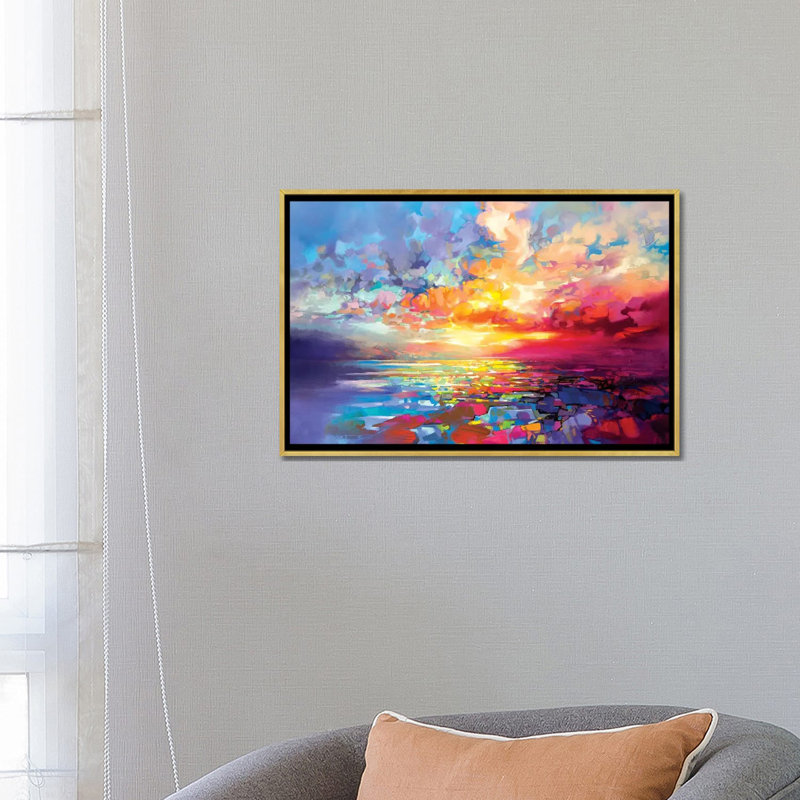 «Loch Ness Euphoria» par Scott Naismith - reproduction d'art, H 26 po x l 40 po, Toile avec cadre photo, Doré