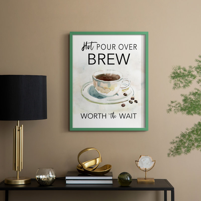 «Hot Pour Over Brew», reproduction encadrée - bois massif, H 11 po x l 9 po, Vert