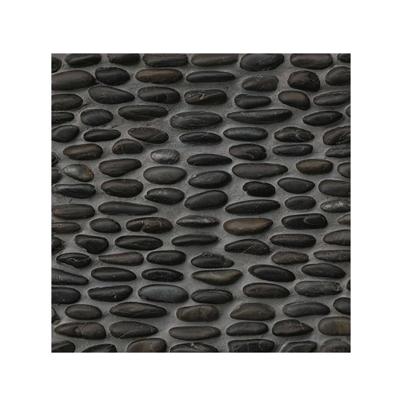 Standing Pebble Mosaic Grey/Black 12" x 12" Natural Stone Mosaic Tile