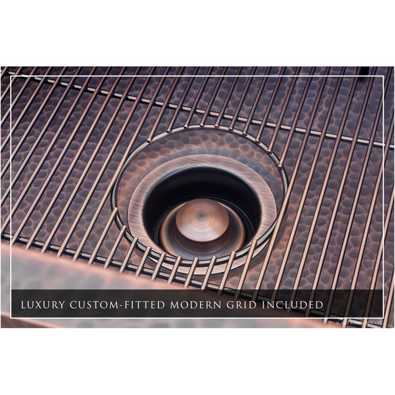 Fossil Blu 18" Luxury 12-Gauge Hammered Copper Single Bowl Undermount/Drop-in Sink, Dark Patina