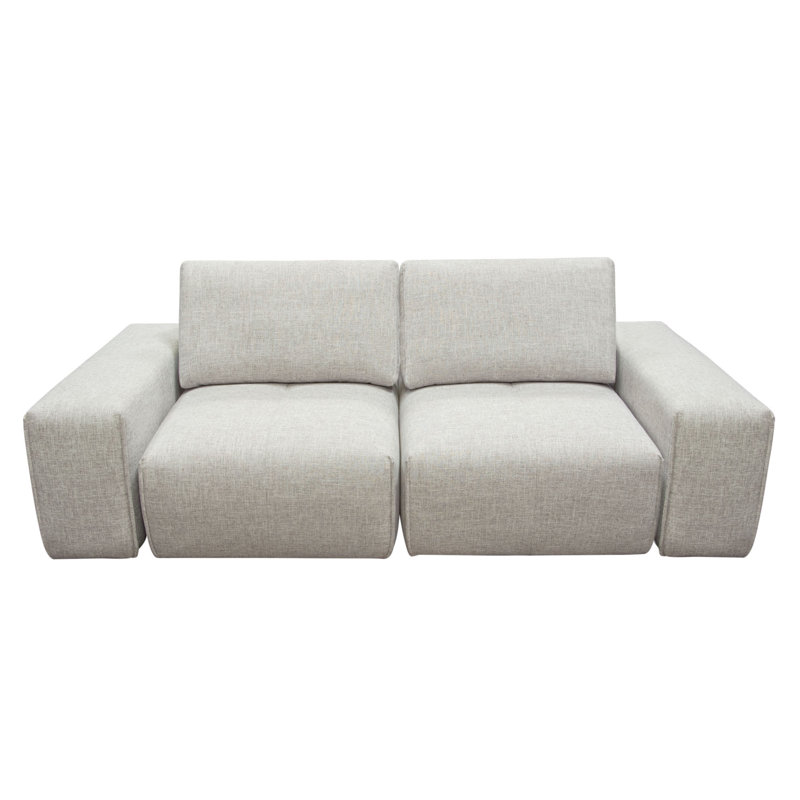 Light Brown Fabric Modular 2-Seater Sofa with Adjustable Backrests