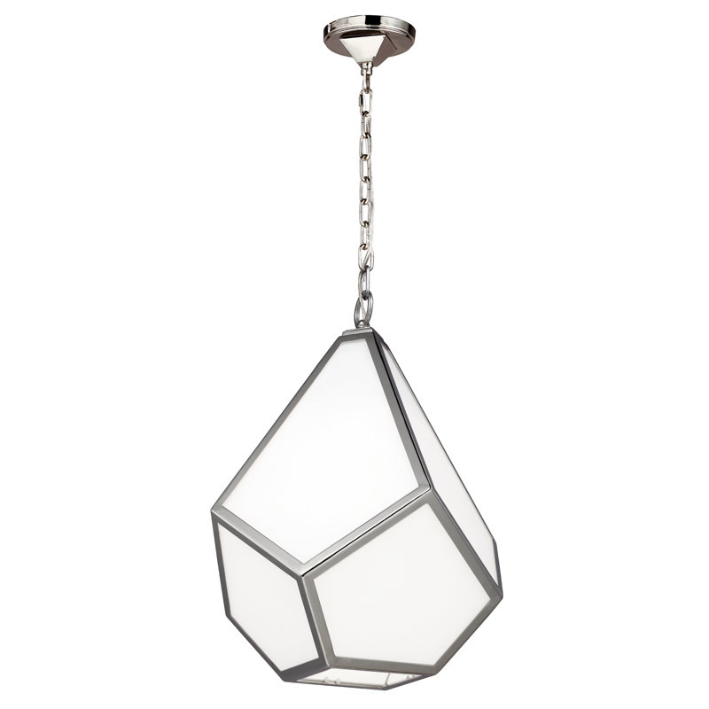 Wells 1 - Light Polished Nickel Geometric Pendant, 49.5cm H x 34.3cm W x 34.3cm D