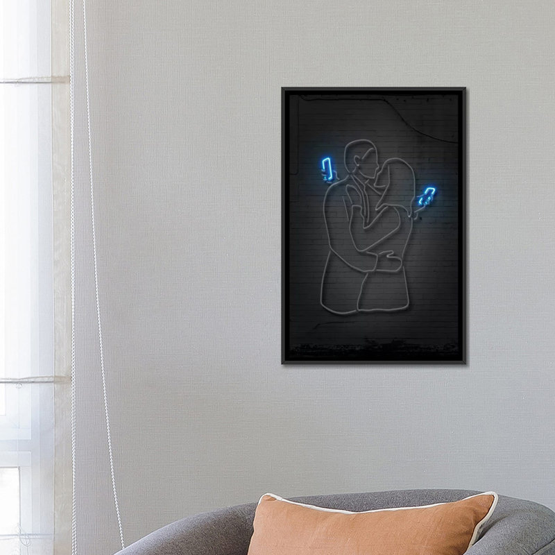 « mobile lovers », impression sur toile, H 26 po x l 18 po x P 1,5 po, Toile avec cadre noir, Pas de tapis