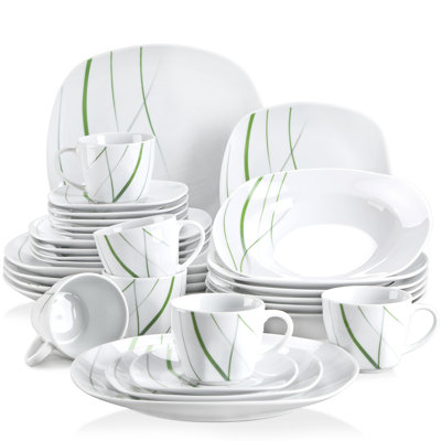 Piece Porcelain China Dinnerware Set - Service for 6
