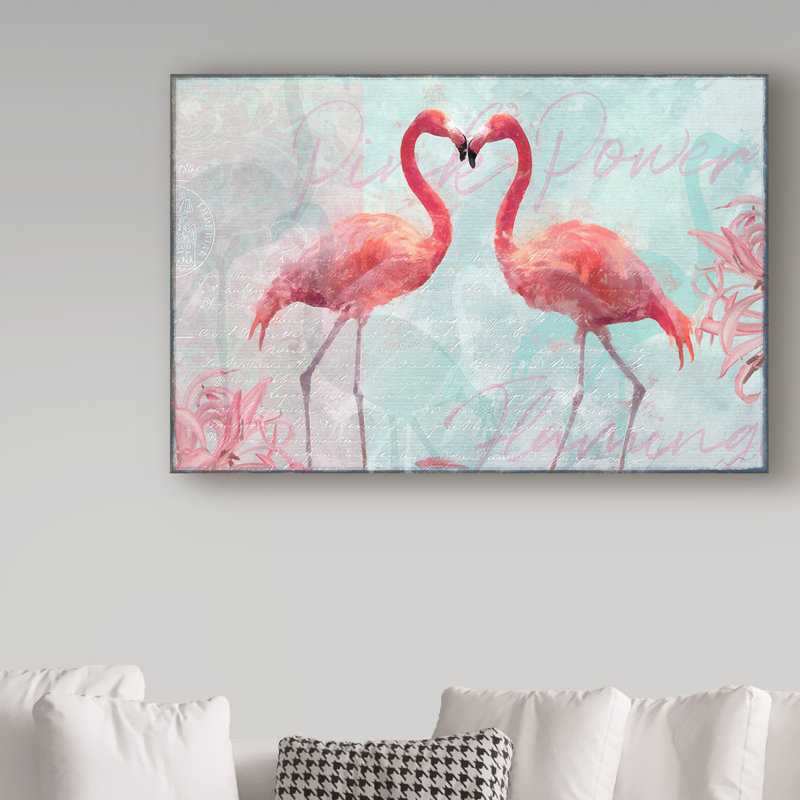 «Flamingo Power» par Cora Niele, impression sur toile tendue, H 30 po x l 47 po