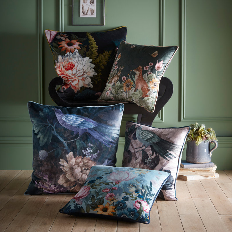 Winchester Floral Blue Square Cushion Cover